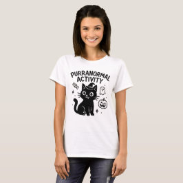 Purranormale activiteit Schattigee Halloween Cat T T-shirt
