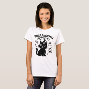 Purranormale activiteit Schattigee Halloween Cat T T-shirt