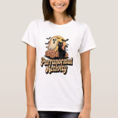 Purranormale Activiteit Zwarte Kat Retro Ghost T-shirt (Voorkant)