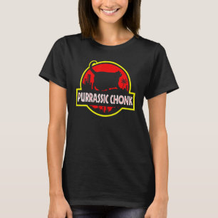Purrassic Chonk Kat Schaal Meme Retro Stijl Katten T-shirt