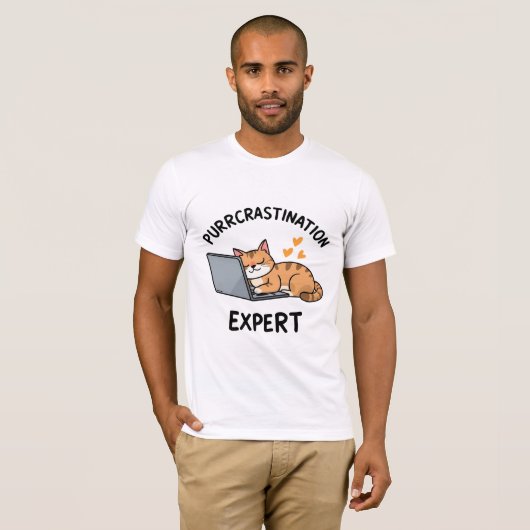 Purrcrastination Expert Cat Art T-shirt (Voorkant volledig)
