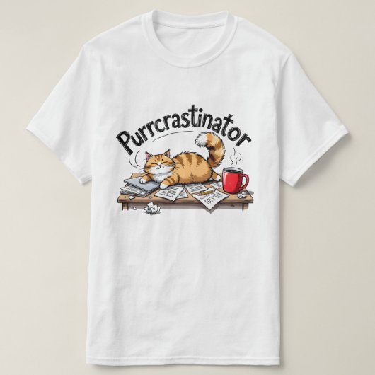 Purrcrastinator Design T-shirt (Design voorkant)