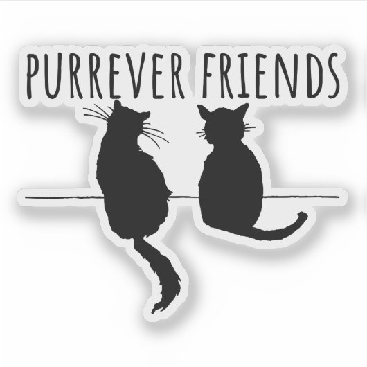 Purrever Friends Cute Cat Best Friends Sticker (Voorkant)