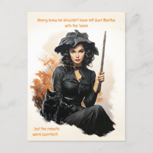 Purrfect Babysitter Budget Halloween Briefkaart