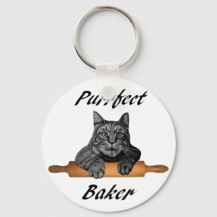 Purrfect Baker Cat Gifts gekke katdame Sleutelhanger
