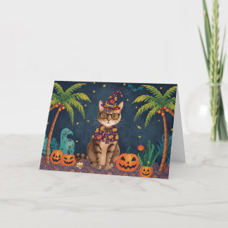Purrfect Betoverende Tropische Halloween Kattenkaa Bedankkaart