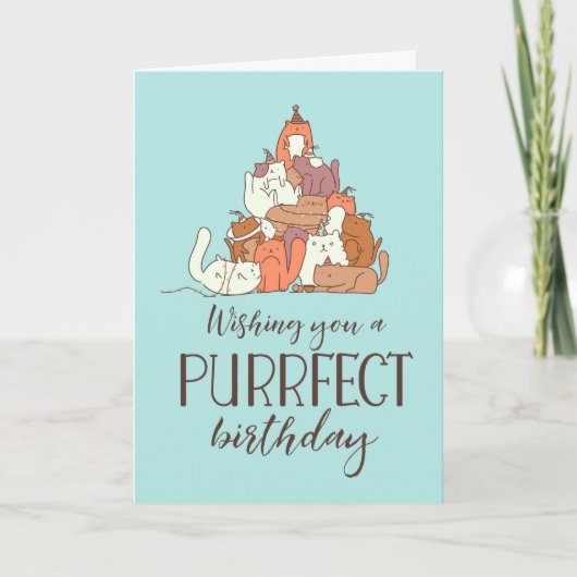 Purrfect Birthday Funny Cat Lover Birthday Kaart (Voorkant)