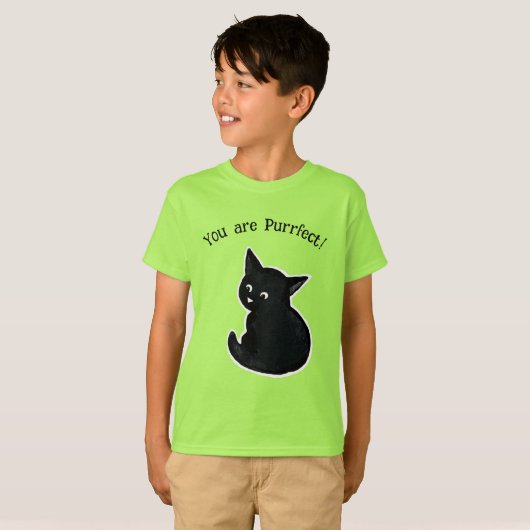 Purrfect Black kitten T-Shirt (Voorkant volledig)