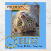 Purrfect Bliss Funny Cat Wine Label Wijn Etiket (Enkel label)
