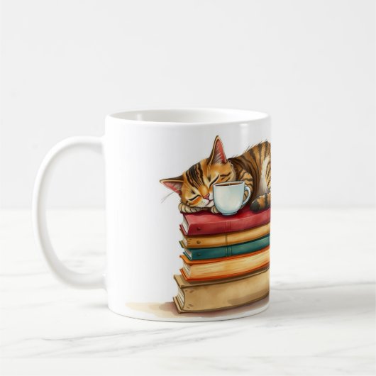 Purrfect Brew Cat Sleeping In Coffee Whimsical Mug Koffiemok (Links)