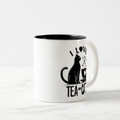 Purrfect Brew: Ik hou van thee & katten Tweekleurige Koffiemok (Voorkant rechts)
