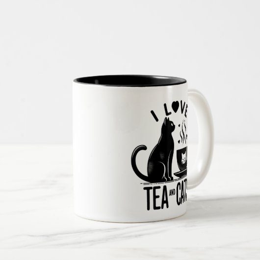 Purrfect Brew: Ik hou van thee & katten Tweekleurige Koffiemok (Voorkant rechts)