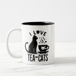 Purrfect Brew: Ik hou van thee & katten Tweekleurige Koffiemok