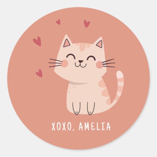Purrfect Cat Classroom Valentijn Ronde Sticker (Voorkant)