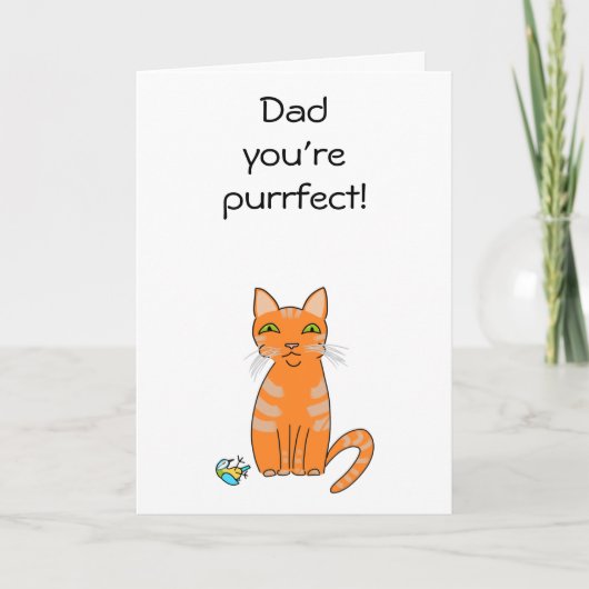 Purrfect cat Dad grappige cartoon Vader's Day Kaar Kaart (Voorkant)