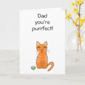 Purrfect cat Dad grappige cartoon Vader's Day Kaar Kaart (Gele Bloem)