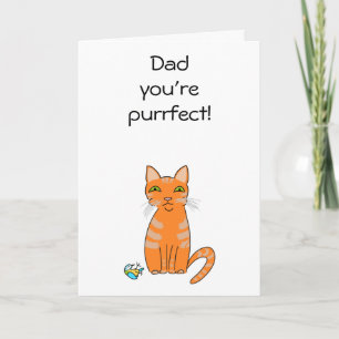 Purrfect cat Dad grappige cartoon Vader's Day Kaar Kaart