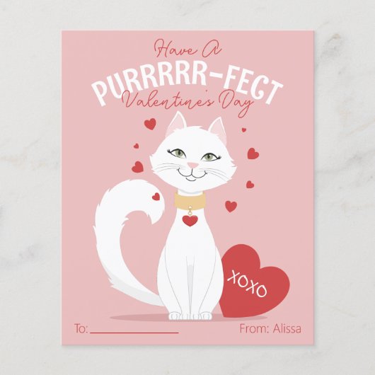 Purrfect Cat Kinder Valentijnsdag Kaart (Voorkant)