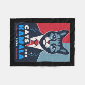 Purrfect Cats voor Kamala Harris 2024 President Fleece Deken (Voorkant (Horizontaal))