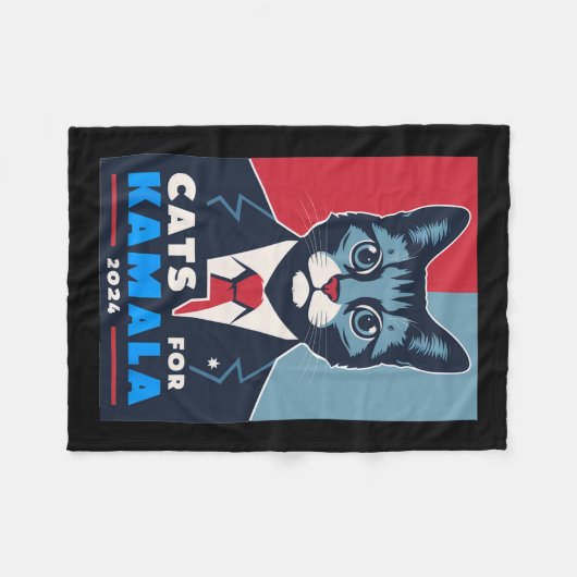 Purrfect Cats voor Kamala Harris 2024 President Fleece Deken (Voorkant (Horizontaal))
