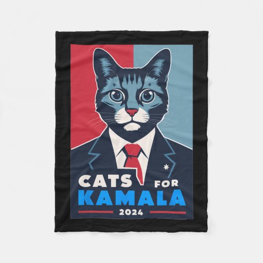Purrfect Cats voor Kamala Harris 2024 President Fleece Deken (Voorkant)
