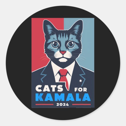 Purrfect Cats voor Kamala Harris 2024 President Ronde Sticker (Voorkant)