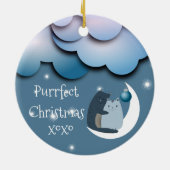 Purrfect Christmas Cats on the Moon Custom Keramisch Ornament (Achterkant)