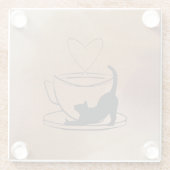Purrfect Coasters Set: Coffee & Cats Glazen Onderzetter (Achterkant)