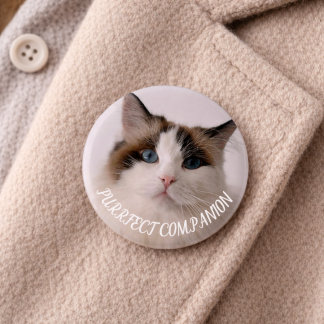 Purrfect Companion Custom Pet Photo Cat Lover Ronde Button 3,2 Cm