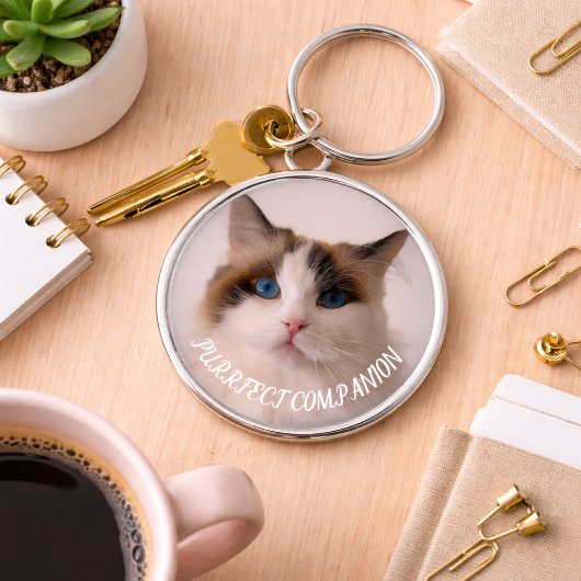 Purrfect Companion Custom Pet Photo Cat Lover Sleutelhanger