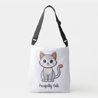 Purrfect Cute Grijze Kitten Herbruikbare Boodschap Crossbody Tas