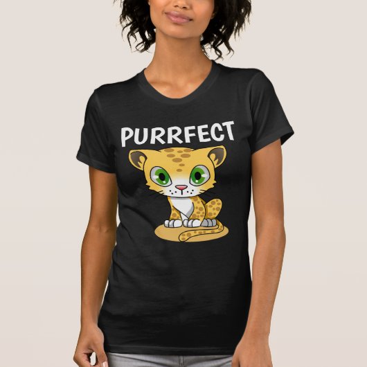 PURRFECT CUTE LADIES FLIRTY CAT T-Shirts (Voorkant)