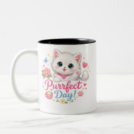 Purrfect Day Cute Cat Coffee Mug Tweekleurige Koffiemok