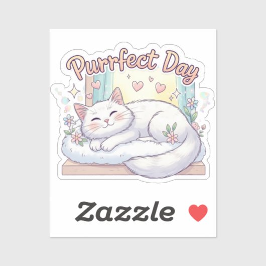 Purrfect Day - Schattigee ontspannende kat Sticker (Vel)