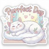 Purrfect Day - Schattigee ontspannende kat Sticker (Voorkant)