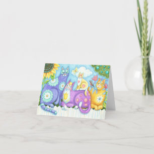 PURRFECT FELINE FRIENDS, CAT NOTE CARD Blank Kaart