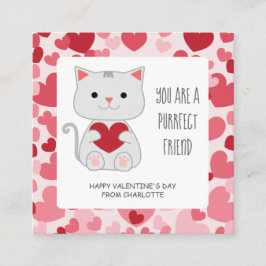 Purrfect Friend Cat Classroom Valentine Informatiekaartje