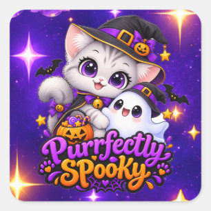 Purrfect Griezelig – Mooie Halloween Kat Sticker