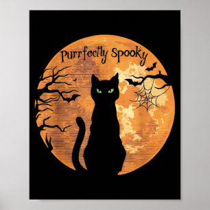 Purrfect griezelige Halloween zwarte kat liefhebbe Poster