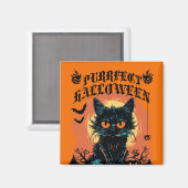 Purrfect Halloween Black Cat Schattigee magneet (Voorkant / Achterkant)