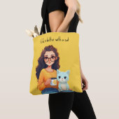 Purrfect Kat Liefhebber Moeder Schattig Geel Tote Bag (Dichtbij)