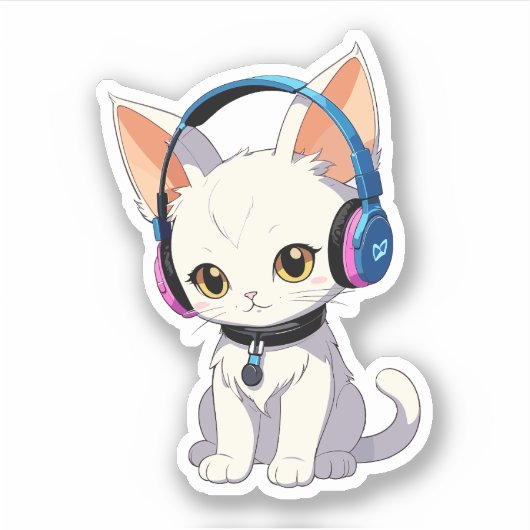 Purrfect Kawaii Cat Sticker (Voorkant)