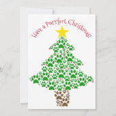 Purrfect Kerst Schattige Kat Pauw Print Boom Foto Feestdagenkaart (Voorkant)