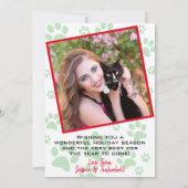 Purrfect Kerst Schattige Kat Pauw Print Boom Foto Feestdagenkaart (Achterkant)