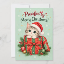 Purrfect Kerstmis Kat Wenskaart