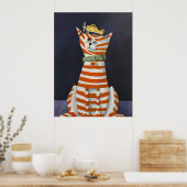 Purrfect Landing, Stripped Cat with a toy poster (Keuken)