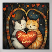 Purrfect Love A Cozy Cat Embrace Poster Wall Art (Voorkant)