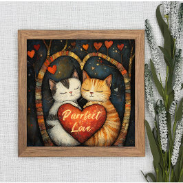Purrfect Love A Cozy Cat Embrace Poster Wall Art