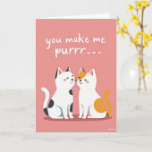 Purrfect Love Cute Cats Card Kaart (Gele Bloem)