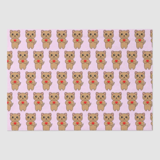 Purrfect Love Pink Tissuepapier (Voorkant)